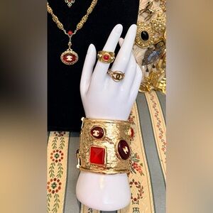 Elegant Gold and Red Bracelet